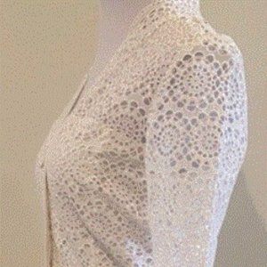 Sandro Miranda White Lace Button Up Dress